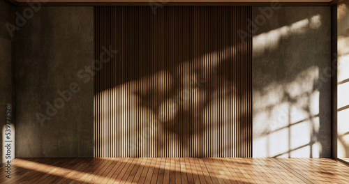 Cleaning empty room interior japandi wabi sabi style.3D rendering