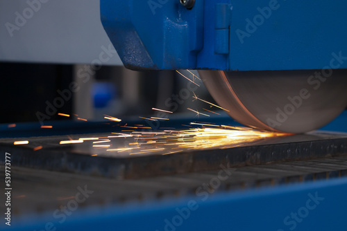 Cnc milling machine. Processing and laser cutting for metal in the industrial. Motion blur. Industrial exhibition of machine tools.