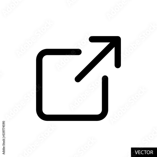 External link or hyperlink symbol vector icon in line style design for website design, app, UI, isolated on white background. Editable stroke. Vector illustration.