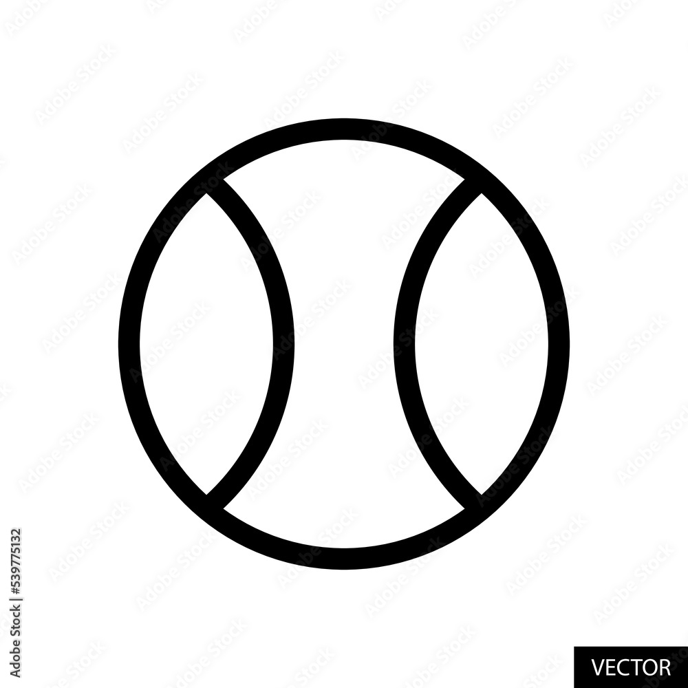 Tennis ball vector icon in line style design for website design, app, UI, isolated on white background. Editable stroke. Vector illustration. Tennis ball vector icon in line style design for website design, app, UI, isolated on white background. Editable stroke. Vector illustration.