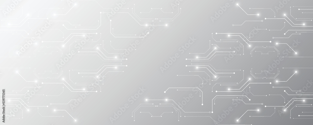Obraz premium Gray and white technology background image Line design for communication connections in digital systems Hi-tech technology pattern