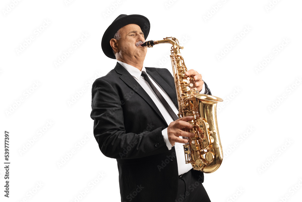 Fototapeta premium Mature sax player performing