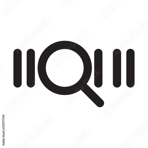 Barcode search or scanner icon. Magnifying glass searching barcode vector illustration