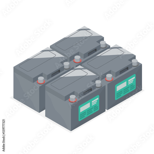 solar cell battery power pack solar plant energy equipment model vector illustrations isometric