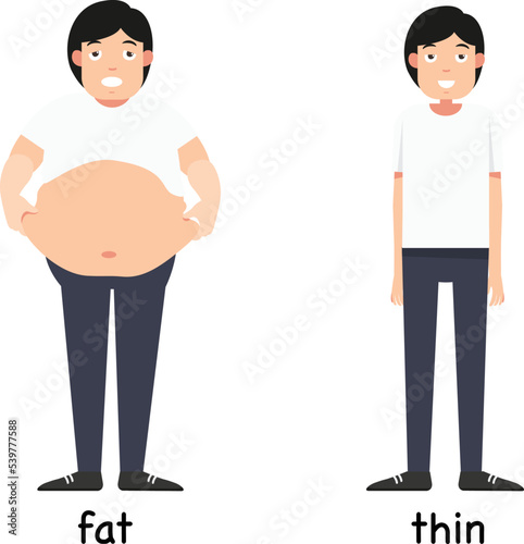 Opposite words fat and thin vector illustration