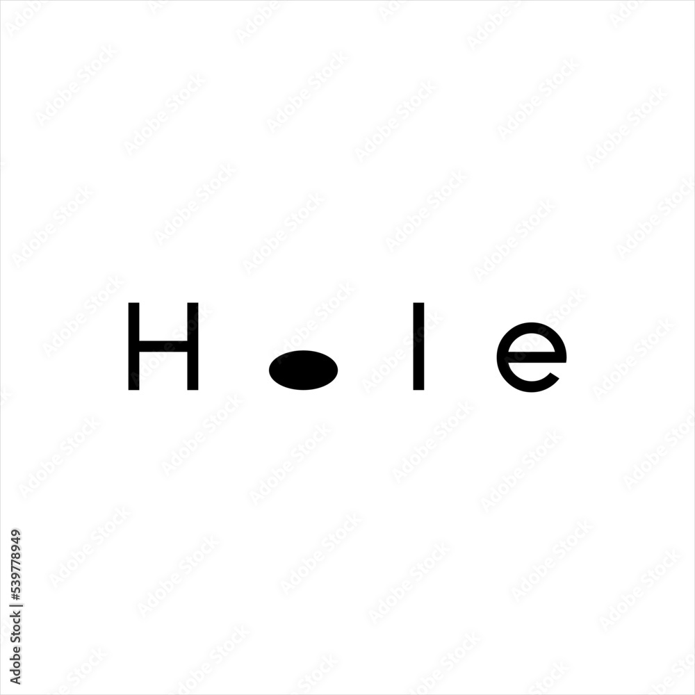 Obraz premium Hole text vector logo design with hole symbol.