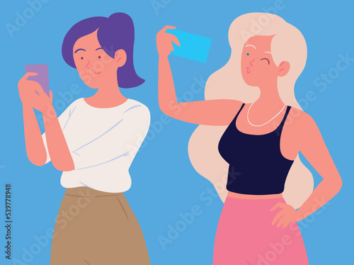 women using smartphone