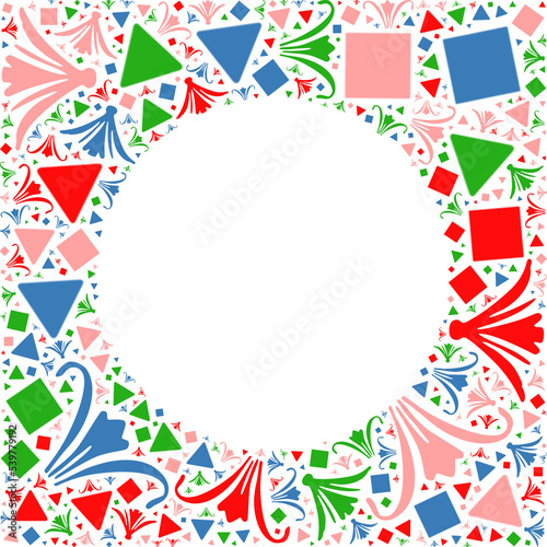 Geometric flower frame transparent back digital image