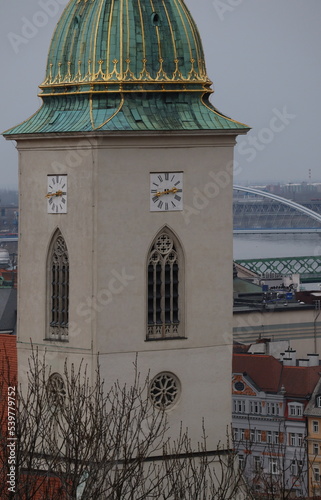 View from Bratislava castle to St Martin's Cathedral, Slovakia