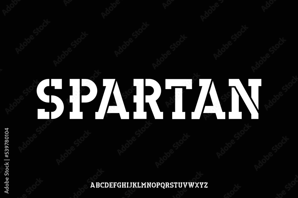 Strong slab stencil type display font vector