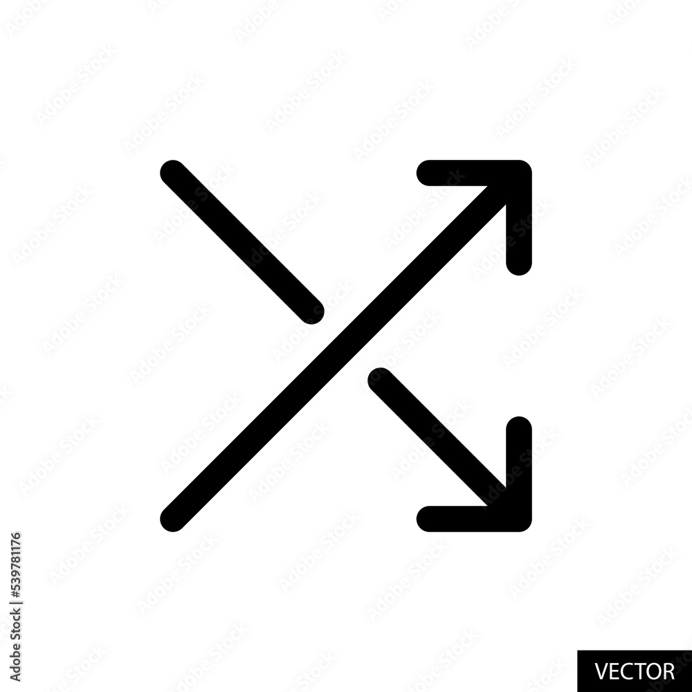 Shuffle, Random or Mix media vector icon in line style design for website design, app, UI, isolated on white background. Editable stroke. Vector illustration. Shuffle, Random or Mix media vector icon in line style design for website design, app, UI, isolated on white background. Editable stroke. Vector illustration.