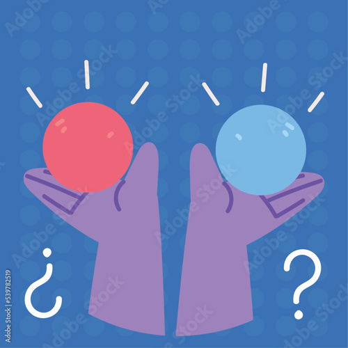 difficult choice, hands with options