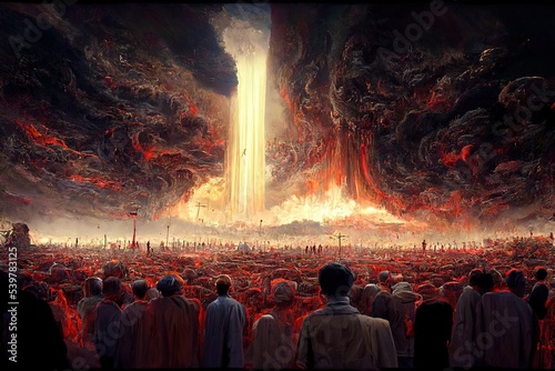 Canvas Print Metaphor of judgement day on earth, image of all the people at judgement day
