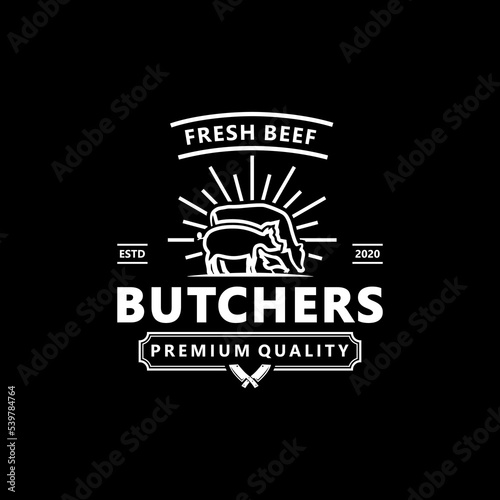 Vintage Emblem Butchery Logo Vector Simple 