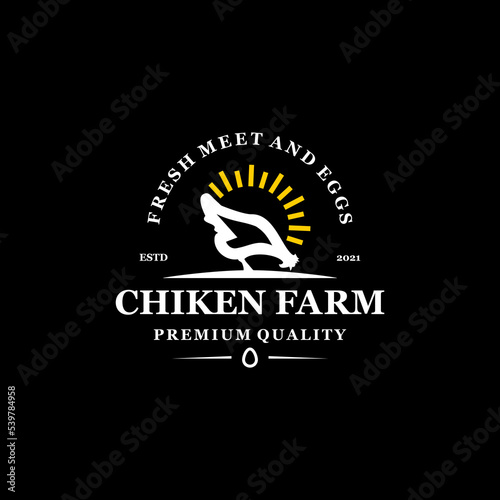Chiken Farm Vintage Badge Logo Vector SImple