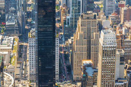 Beautiful view of densely built-up Manhattan area from above. New York, USA. © Alex