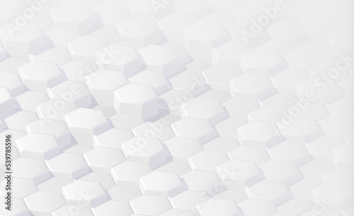 3d white gray hexagon minimal studio background. Abstract geometric shape object illustration render.