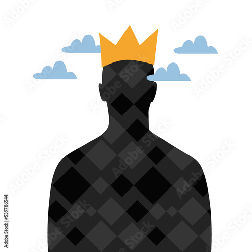 The concept of a big ego in a person, arrogance, pride. vector illustration.