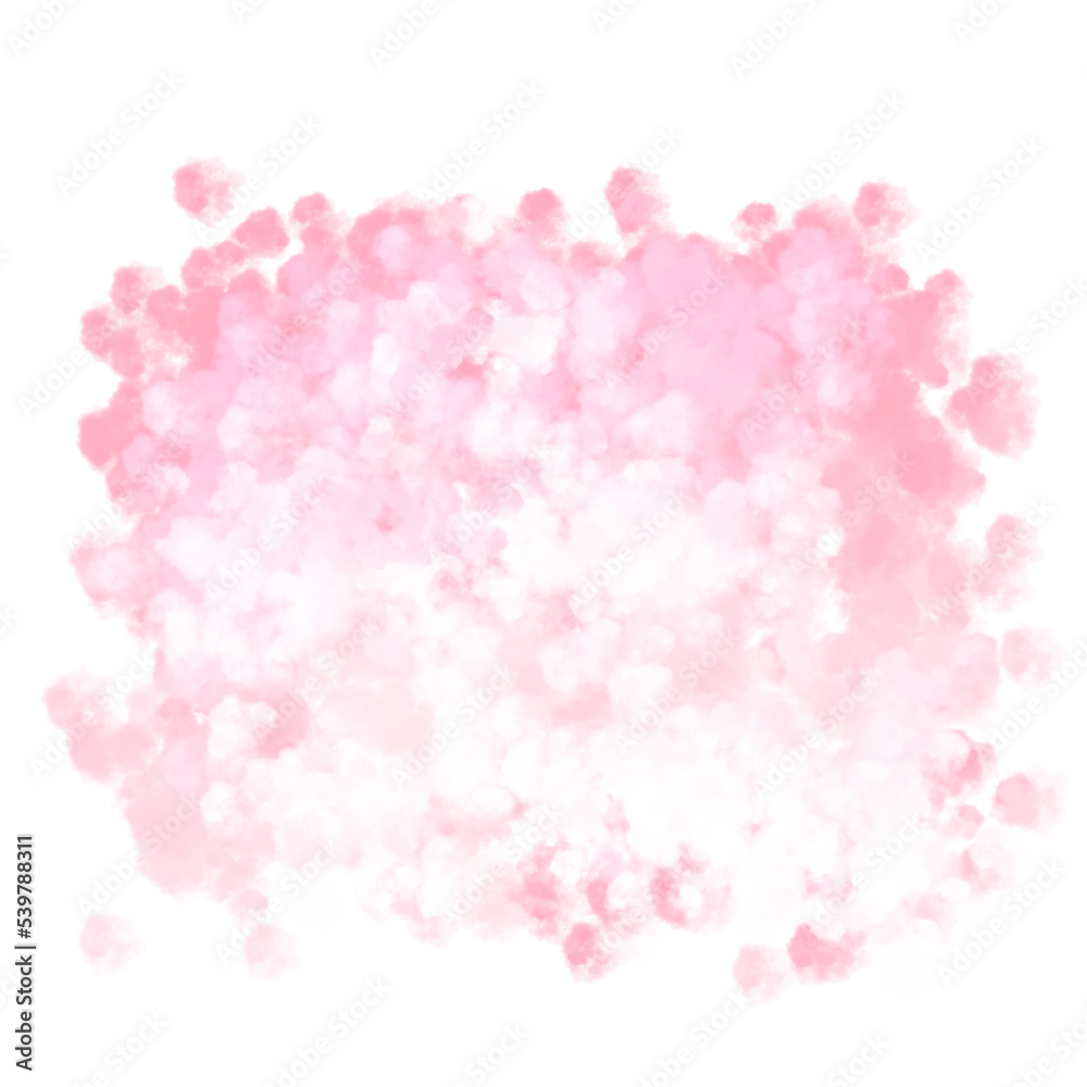 Abstract soft aesthetic soft pink watercolor painting illustration of clouds element. Minimalist colorful art background. Explosion of multicolor powder. transparent background PNG file