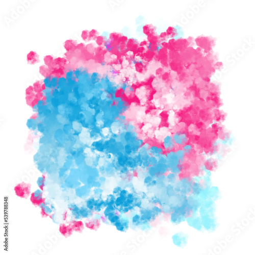 Abstract soft aesthetic pink blue watercolor painting illustration of clouds element. Minimalist colorful art background. Explosion of multicolor powder. transparent background PNG file