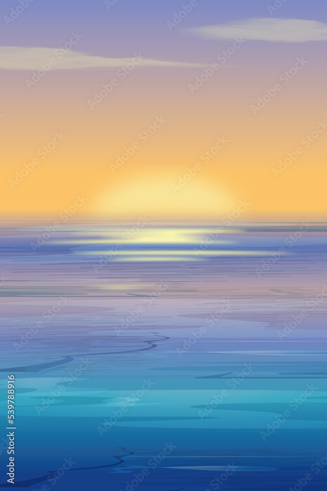 sunset over the sea illustration