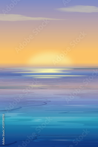 sunset over the sea illustration © Okayhela