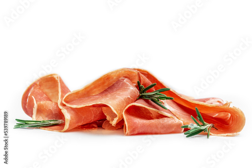 Hamon is forty-eight weeks old. Spanish jamon and traditional food, Jamon Serrano, Bellota, Italian Prosciutto Crudo or Parma ham, whole leg Isolated on white background