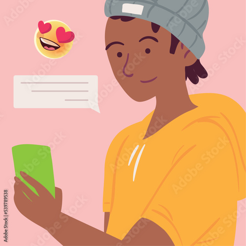 boy sending love message