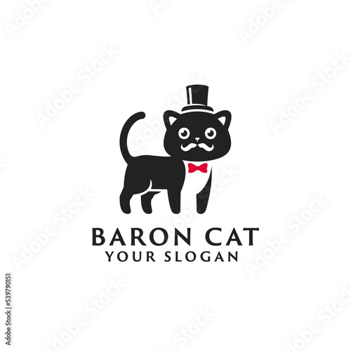 Gentleman baron cute cat logo. Gentleman cat. Baron cat. Cat logo. Pet shop logo.