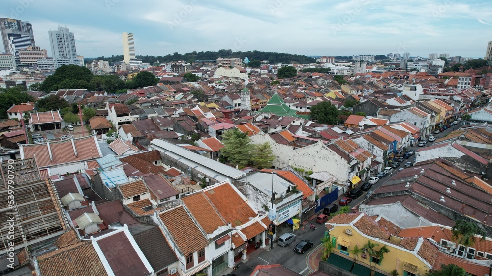 Malacca, Malaysia - October 16, 2022: The Historical Landmark Buildings and Tourist Attractions of Malacca