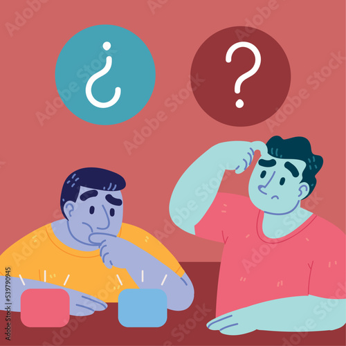 men thinking a difficult choice