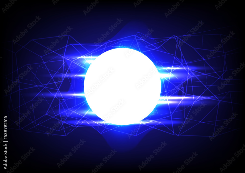 Abstract wireframe technology with glowing tail of shining laser stream vector design.