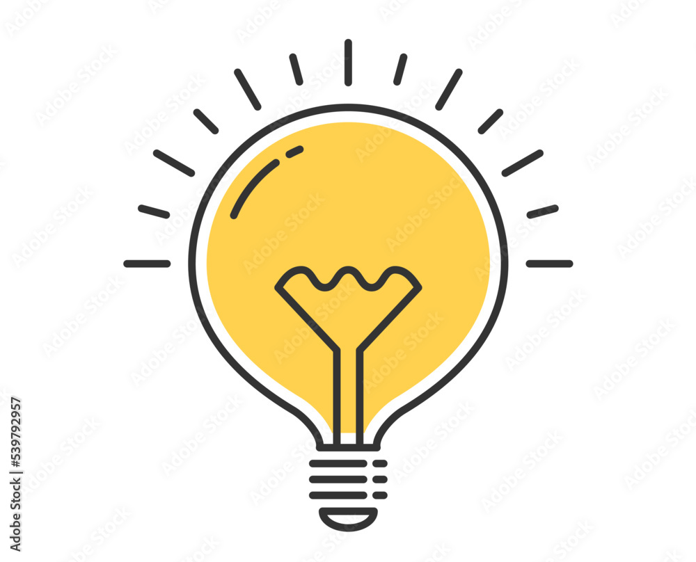 Yellow bulb line icon on white background Yellow bulb line icon on white background