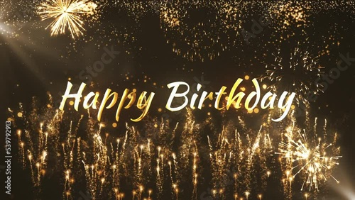 happy birthday greeting card with  fireworks