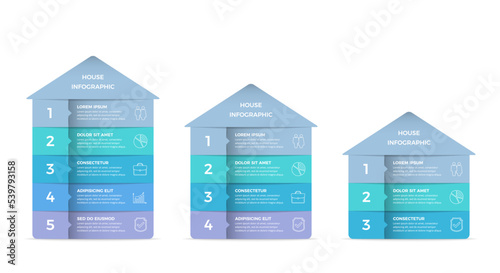 Infographic templates with house divided on segments with place for text and icons