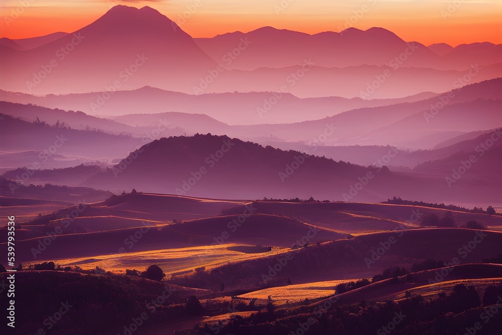 Obraz premium Beautiful sunrise in the mountains. 