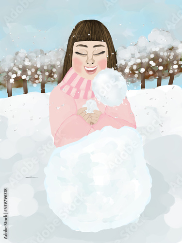 雪合戦をしている女の子