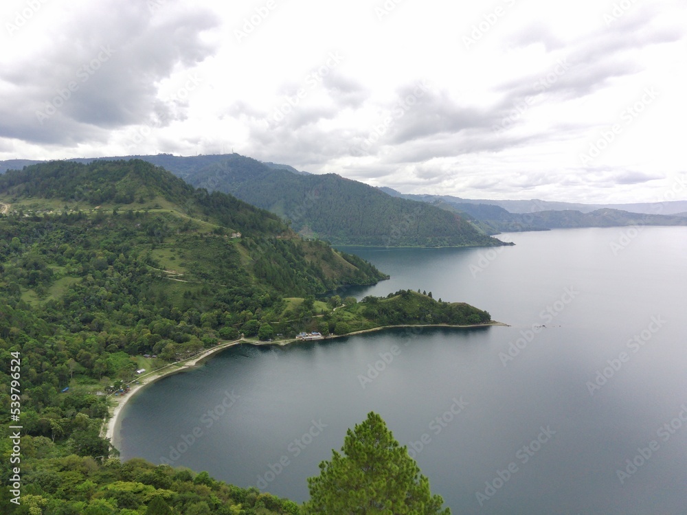 Aerial view of Lake Toba Balige North Sumatra Indonesia, 13 October 2022 Aerial view of Lake Toba Balige North Sumatra Indonesia, 13 October 2022