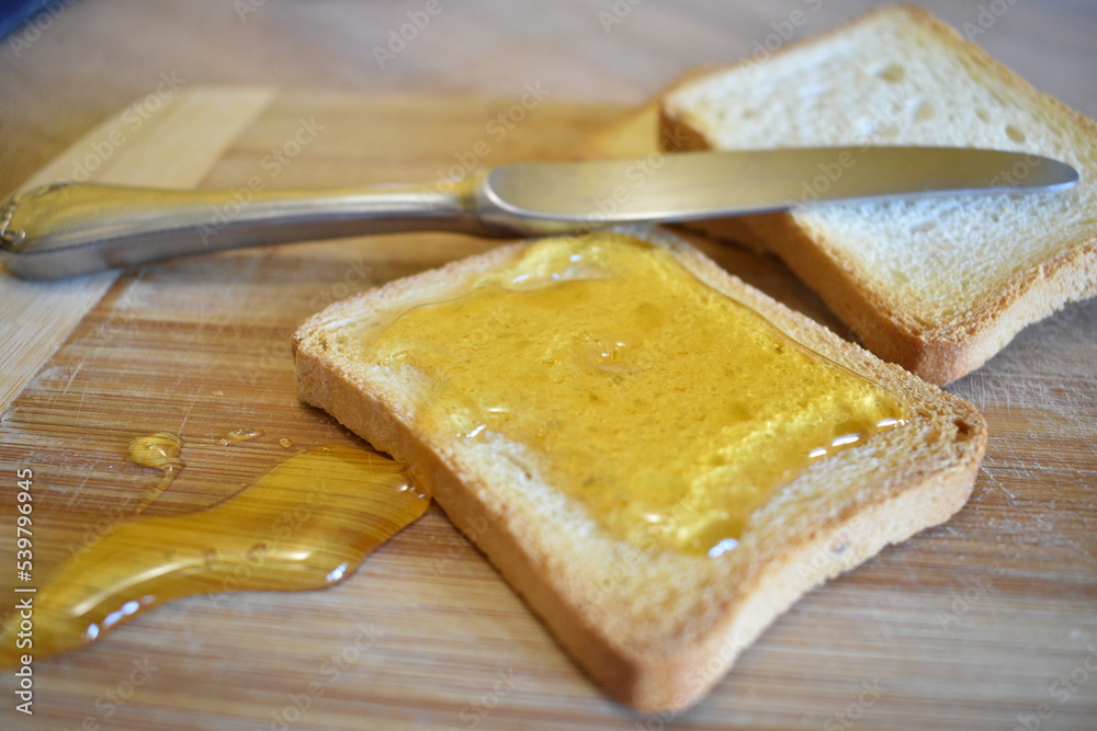 Honey with toast bread