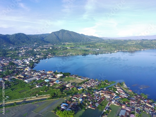 Fotografie Aerial view of Lake Toba Balige North Sumatra Indonesia, 13 October 2022