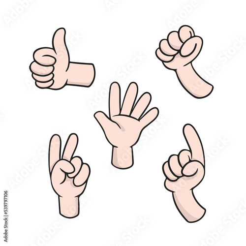 Cartoons of hands in different positions