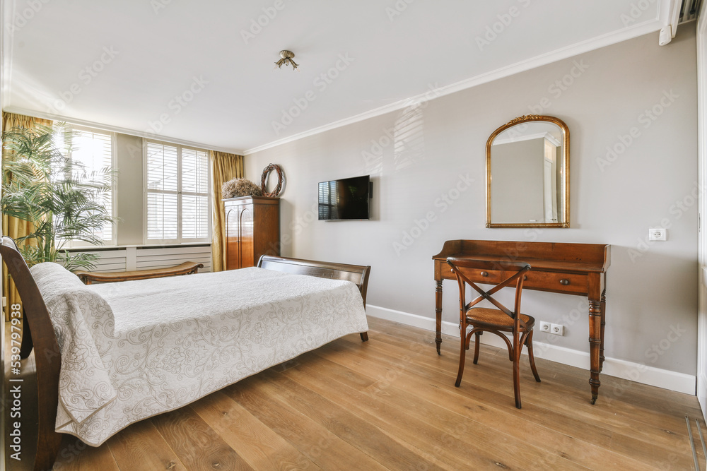 Bedroom interior with classic furniture at home Bedroom interior with classic furniture at home
