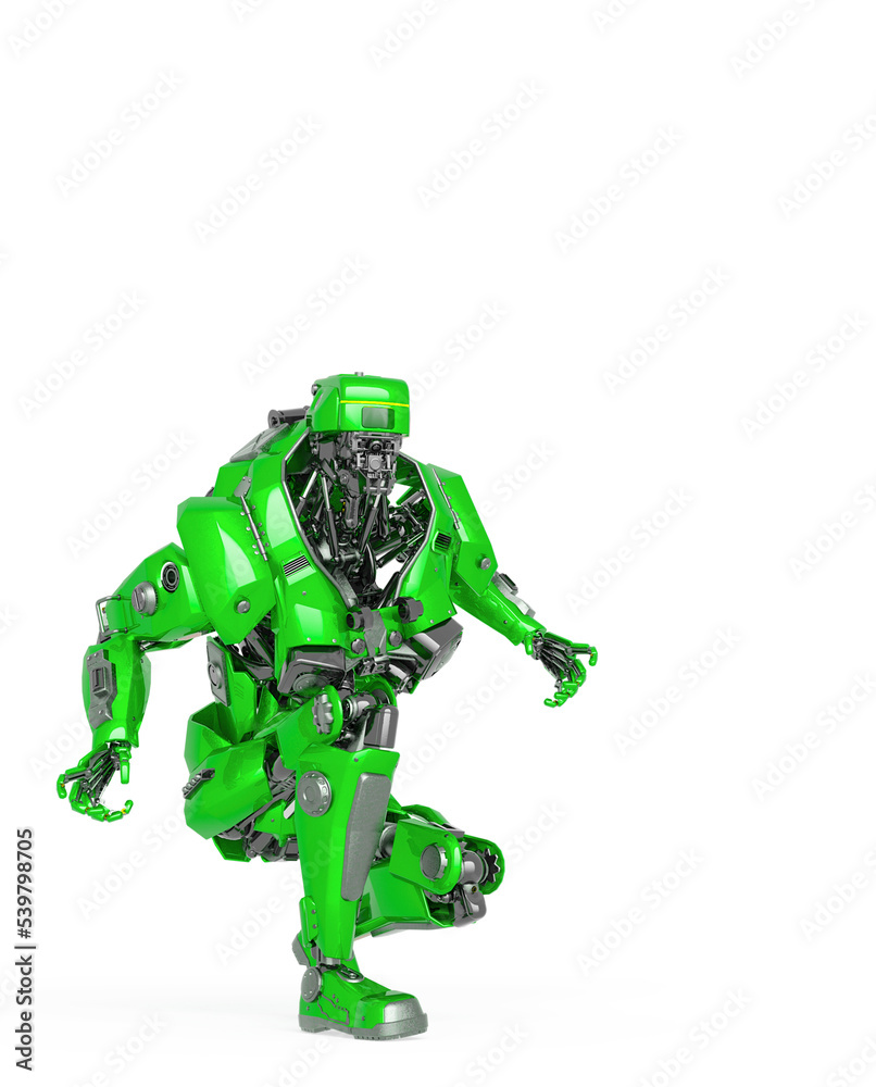 master robot you are crouched and ready for action in white background master robot you are crouched and ready for action in white background