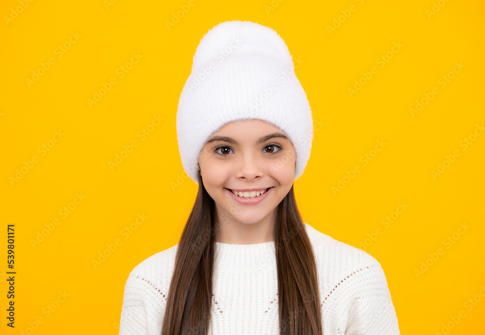 Close-up portrait of girl teen smile happiness face. Portrait of a cute teen child. Studio shot, isolated background. Close-up portrait of girl teen smile happiness face. Portrait of a cute teen child. Studio shot, isolated background.