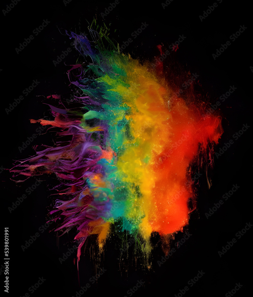 Illustration Explosion of Coloured Smoke on a Dark Backgroound