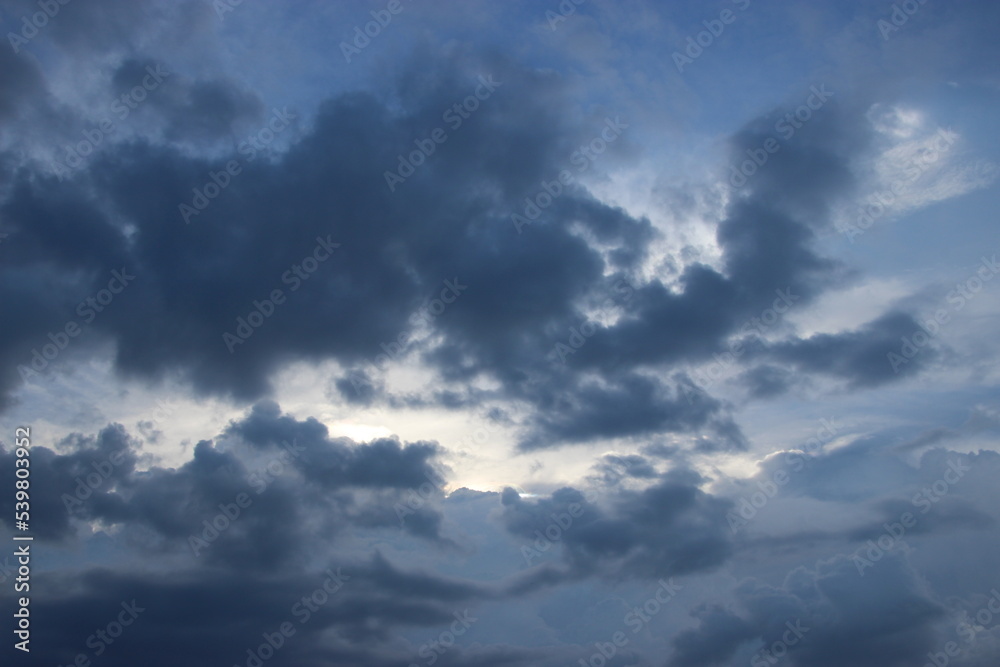 dark blue cloud with white light sky background and midnight evening time  