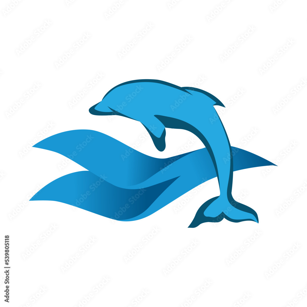 Fototapeta premium dolphin and blue ocean waves