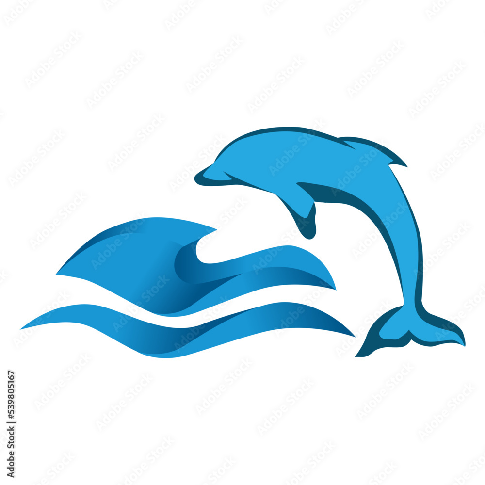 Fototapeta premium dolphin and blue ocean waves