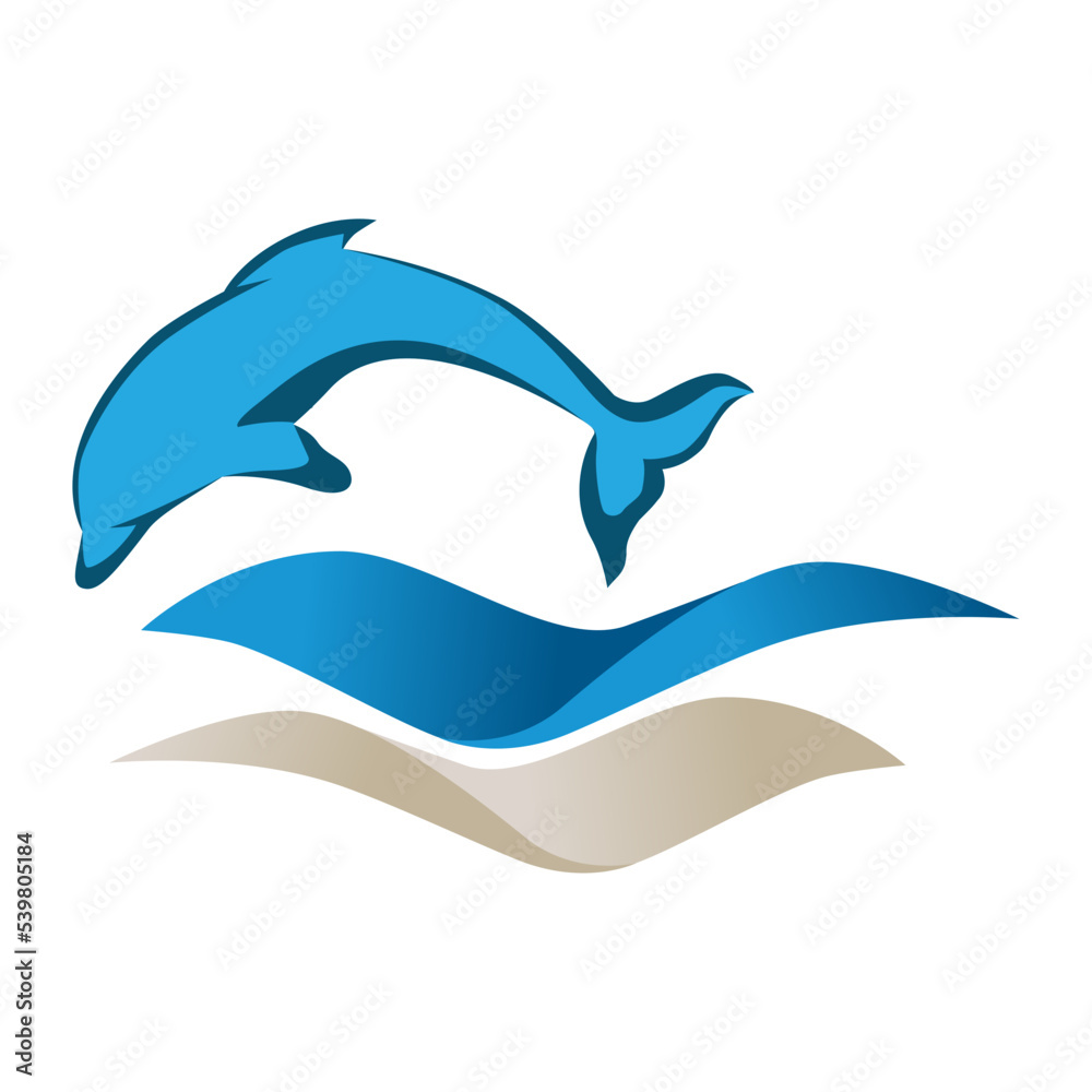 Fototapeta premium dolphin and blue ocean waves