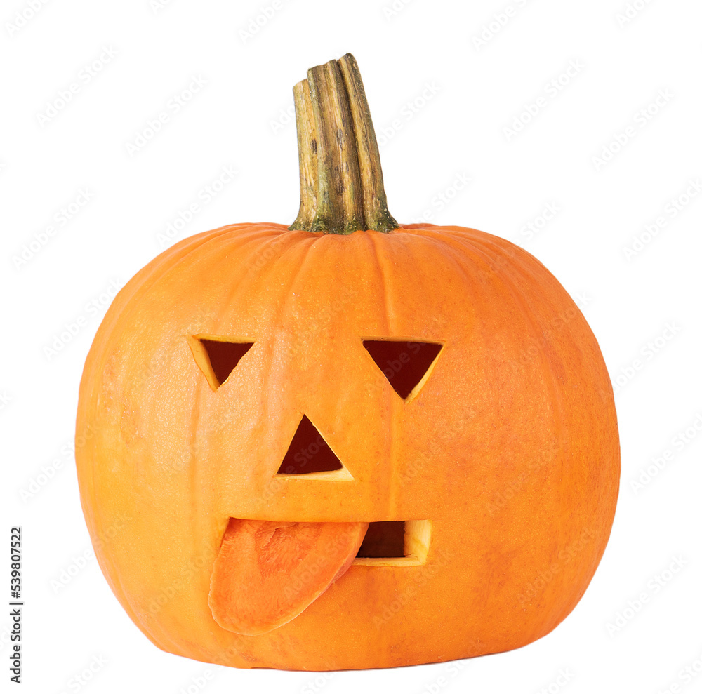 Halloween accessory empty pumpkin in the form of a face isolate on a white background Halloween accessory empty pumpkin in the form of a face isolate on a white background